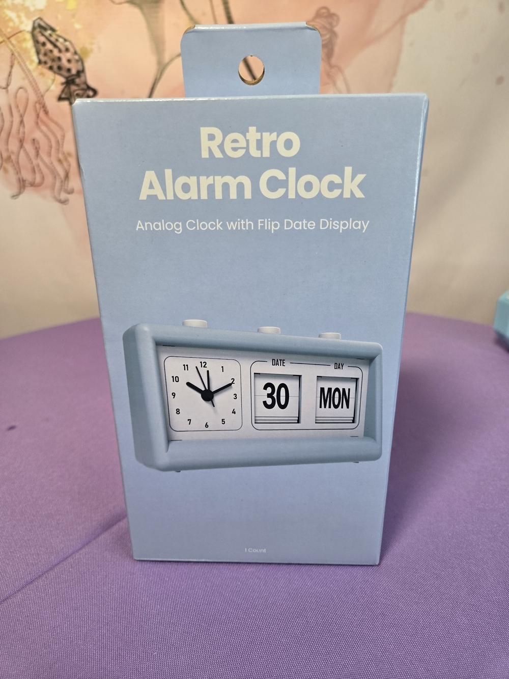 Retro Alarm Clock - Light Blue Flip Date Display